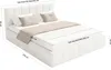 A white upholstered bed with dimensions indicated by measurement lines. Produktbild-Vorschau