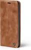 A brown flip cover for a smartphone is shown from the side. Produktbild-Vorschau