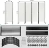 Diagrams showing the dimensions and components of a room divider, along with a separate image of the disassembled parts. Produktbild-Vorschau