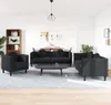 3-tlg. Sofagarnitur mit Kissen Schwarz Samt Produktbild-Vorschau 2