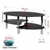 Oval Couchtisch aus Glas mit 2 Ebenen,Beistelltisch mit Produktbild-Vorschau 6