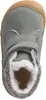A top-down view of a single gray child's boot with white fur lining and a brown sole. Produktbild-Vorschau