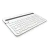 A white Logitech K480 Bluetooth keyboard is shown from a diagonal angle on a white background. Produktbild-Vorschau