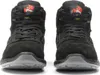 A pair of black safety boots shown from the front. Produktbild-Vorschau
