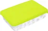 A rectangular food storage container with a lime green lid and a clear base with a leaf pattern. Náhľad obrázku produktu