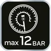 A graphic showing a pressure gauge with the text 'max 12 BAR'. Anteprima dell’immagine prodotto