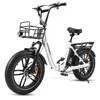 A white electric bicycle with black accents is shown against a white background. Produktbild-Vorschau