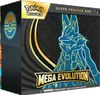 A close-up view of a Pokemon Elite Trainer Box featuring Mega Evolution and the character Lucario. Náhled obrázku produktu
