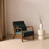 Poltrona scandinava in velluto e legno di hevea tinto noce Anteprima dell’immagine prodotto 3