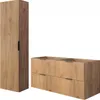 A tall cabinet and a vanity unit with drawers are shown against a white background. Produktbild-Vorschau