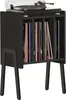 A black vinyl record storage cabinet with a turntable on top, shown against a white background. Produktbild-Vorschau