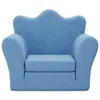 vidaXL Schlafsofa für Kinder Blau Weich Plüsch Produktbild-Vorschau 3