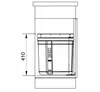 A technical drawing of a built-in waste bin system. Voir les images du produit