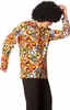 A person wearing a colorful 70s-style shirt and an afro wig. Podgląd zdjęcia produktu