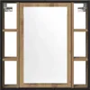 A bathroom mirror cabinet with wooden accents and shelves. Podgląd zdjęcia produktu