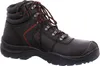 A black work boot with red accents and laces, shown from a side-angle on a white background. Produktbild-Vorschau