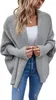 ASKSA Damen Cardigan Pullover Grob Gestrickt Wickel Produktbild-Vorschau 1
