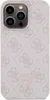 A close-up view of a pink iPhone case with a repeating Guess logo pattern and a triangular Guess logo emblem. Náhled obrázku produktu