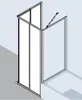 An isometric view of a shower enclosure with a partially open door. Produktbild-Vorschau