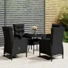 5-tlg. Garten-Bistro-Set Poly Rattan Schwarz Produktbild-Vorschau 2