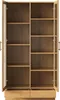 An empty wooden cabinet with glass doors and drawers. Podgląd zdjęcia produktu