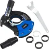 A set of tools for angle grinders, including a dust shroud, wrench, and adapters. Produktbild-Vorschau