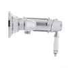 A side view of a chrome and white shower faucet with decorative detailing. Produktbild-Vorschau