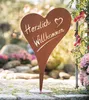 Dekoschild "Herzlich Willkommen" in Herzform, Metall Herz Produktbild-Vorschau 1