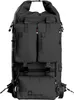 A black backpack with multiple pockets and straps, presented on a white background. Produktbild-Vorschau