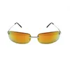 Sonnenbrille Schmal Orange Verspiegelt eckig Rechteckig Produktbild-Vorschau 3