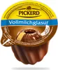 A product package for PICKERD Vollmilchglasur, showing a gugelhupf-shaped cake covered in chocolate glaze. Produktbild-Vorschau