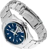 A close-up, angled view of a silver and blue Casio Edifice men's watch with a metal band. Produktbild-Vorschau