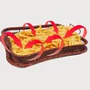 A baking tray filled with french fries, with red arrows indicating air circulation. Podgląd zdjęcia produktu