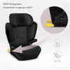 A black child car seat with informational graphics and text. Náhled obrázku produktu