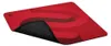 A red mousepad with a black textured underside is shown from a diagonal angle. Náhled obrázku produktu