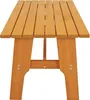 A wooden bench viewed from the front. Produktbild-Vorschau