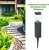 A garden path with lush greenery on the left, and a solar garden light on the right with German text overlay. Produktbild-Vorschau