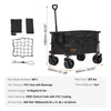 A black folding wagon with dimensions and specifications displayed. Podgląd zdjęcia produktu