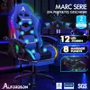 ALFORDSON 1-pak fotel do gier z masażem LED, skóra PU, Podgląd zdjęcia produktu 3