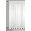 A white sheer curtain hanging on a curtain rod in front of a window. Produktbild-Vorschau