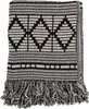 A folded black and white patterned blanket with fringe. Náhľad obrázku produktu