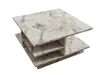 A square coffee table with a marble-like pattern and multiple shelves, shown from a slightly elevated angle against a white background. Náhľad obrázku produktu
