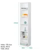 A tall, white, six-shelf bookcase is shown standing upright against a white background. Dimensions are indicated with text and lines. Produktbild-Vorschau