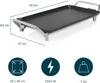 A product shot of an electric grill with dimensions and feature icons displayed below. Voir les images du produit