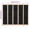 A room divider with five black panels and a wooden frame, shown from the front. Náhled obrázku produktu
