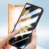 A person's hands are holding a black smartphone case with a stylus holder, and the phone screen displays a floral pattern. Náhled obrázku produktu