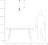 A diagram showing the dimensions of a pendant lamp and a table, with a silhouette of a person for scale. Náhled obrázku produktu