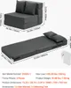 A diagram showing a foldable sofa in its two main configurations, with dimensions and specifications. Produktbild-Vorschau