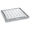 A stainless steel grill grate with holes, shown from a diagonal angle on a white background. Produktbild-Vorschau
