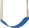 A blue swing seat with beige ropes, isolated on a white background. Produktbild-Vorschau
